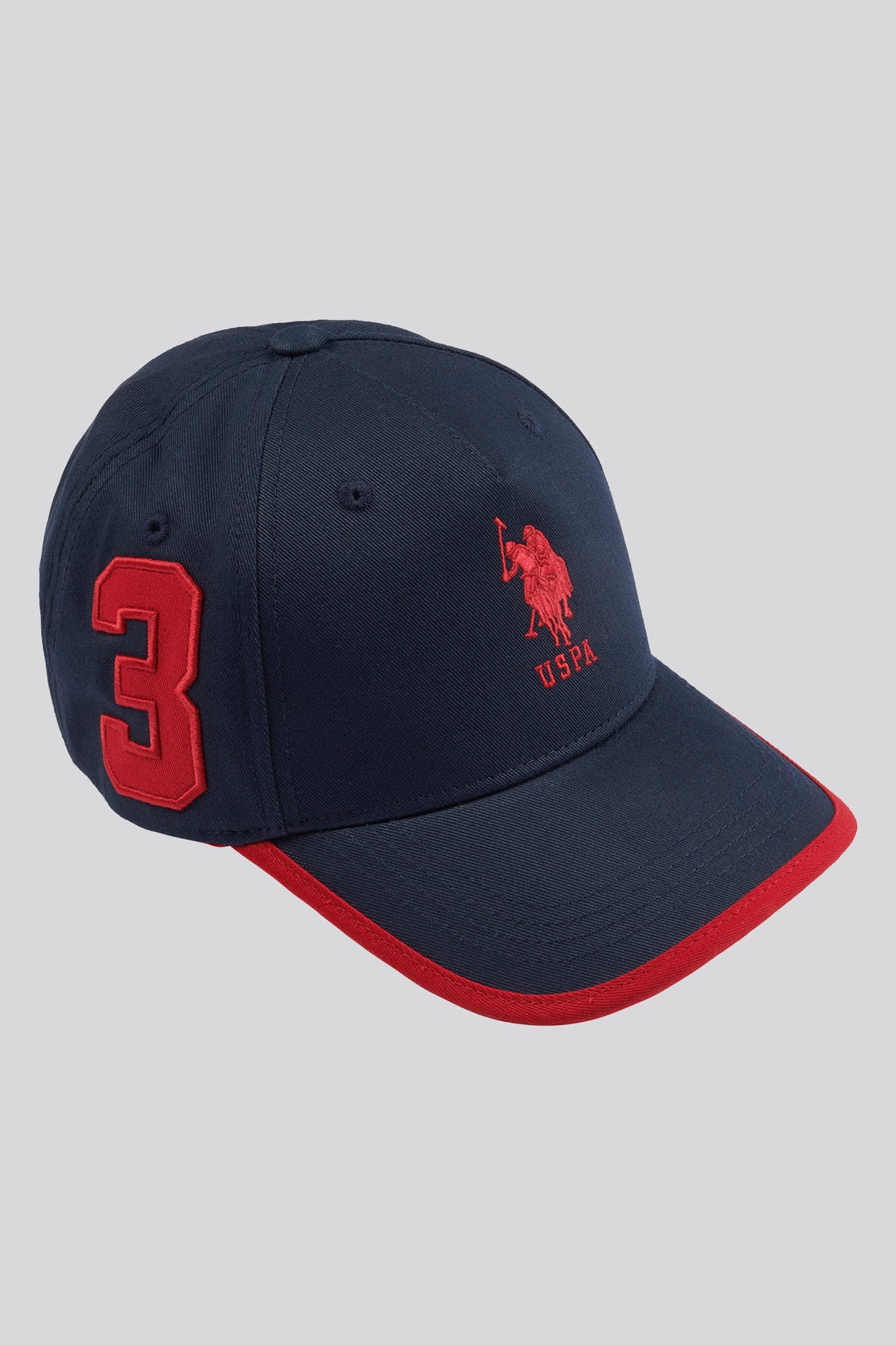 U.S. Polo Assn. Boys Player 3 Baseball Cap in Dark Sapphire Navy / Haute Red DHM