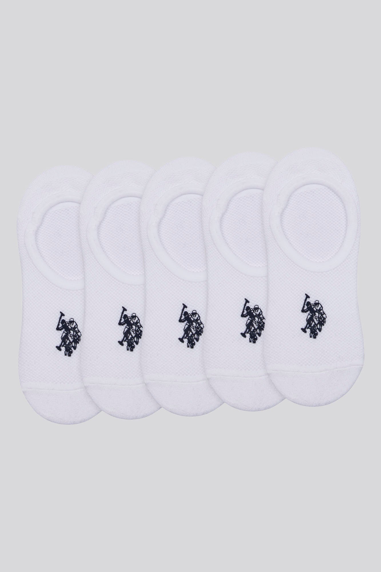 U.S. Polo Assn. 5 Pack Invisible Trainer Socks in Bright White