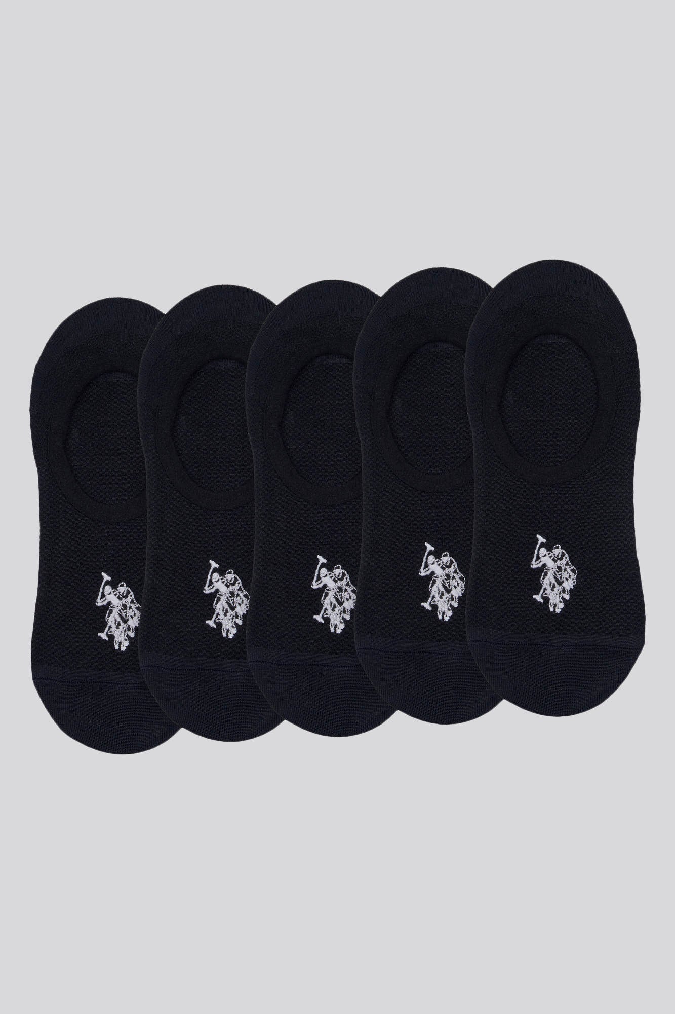 U.S. Polo Assn. 5 Pack Invisible Trainer Socks in Black