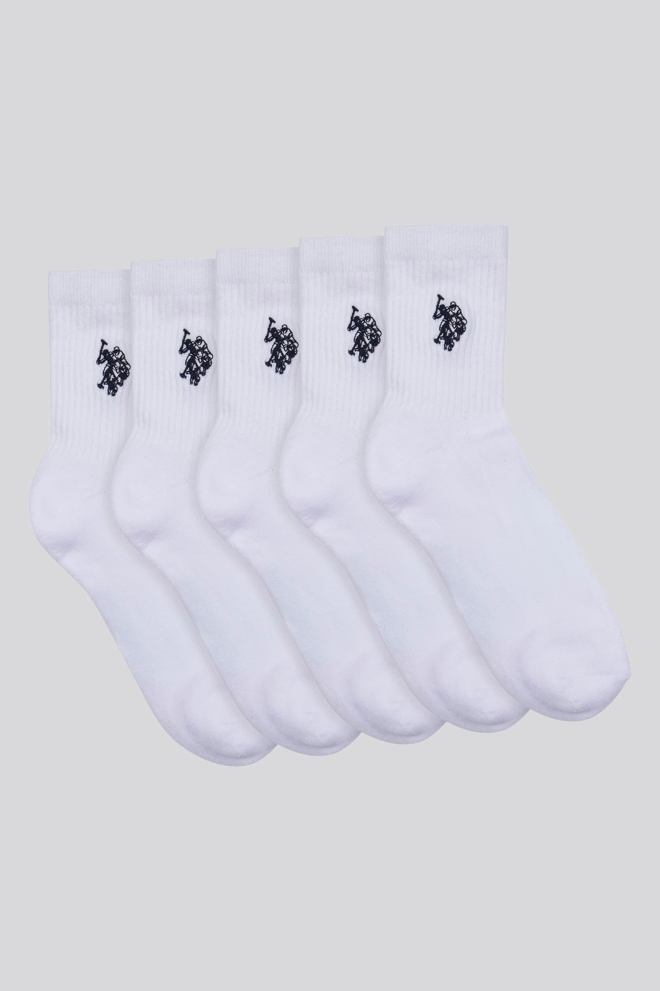 U.S. Polo Assn. Five Pack Quarter Sports Socks in Bright White