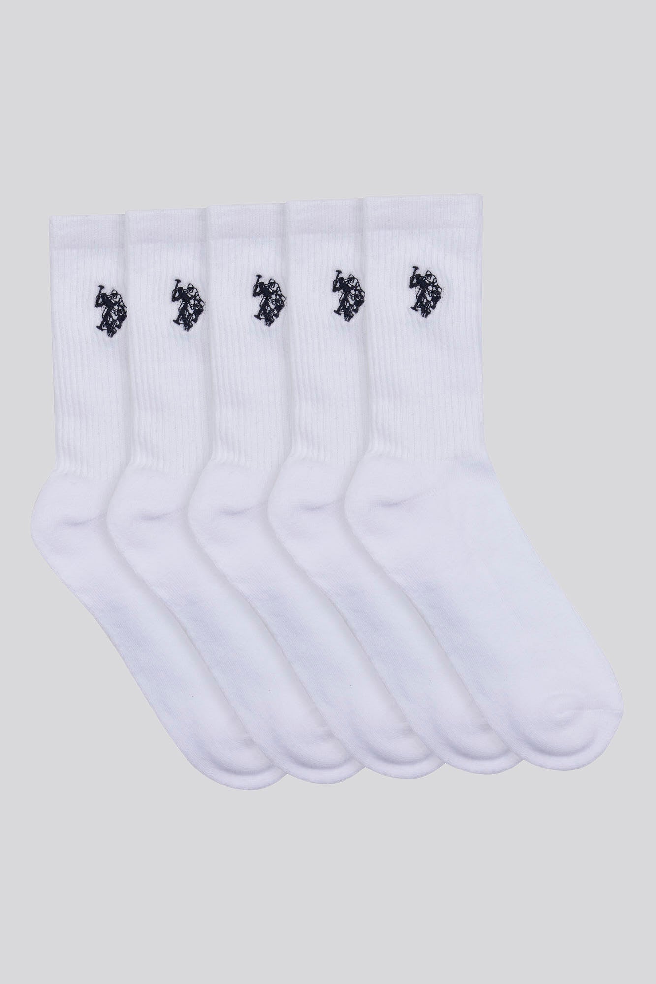 U.S. Polo Assn. Five Pack Classic Sports Socks in Bright White