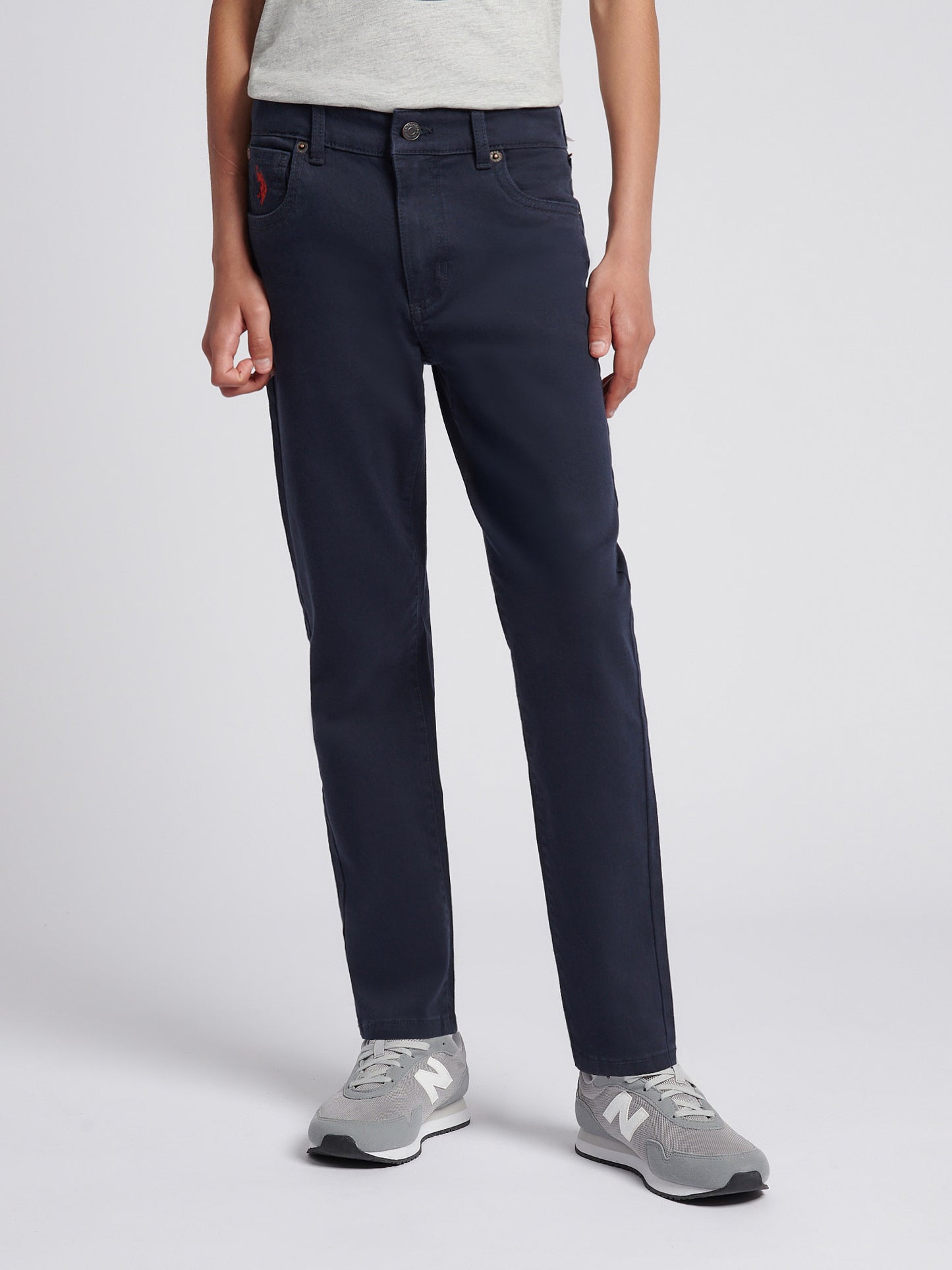 Boys Core 5 Pocket Trouser in Dark Sapphire Navy / Haute Red DHM