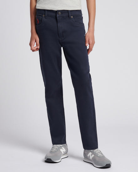 Boys Core 5 Pocket Trouser in Dark Sapphire Navy / Haute Red DHM