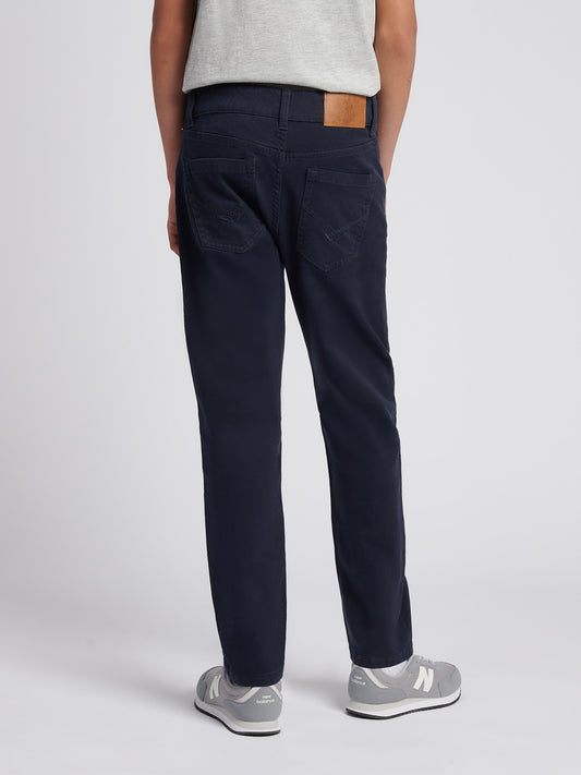 Boys Core 5 Pocket Trouser in Dark Sapphire Navy / Haute Red DHM
