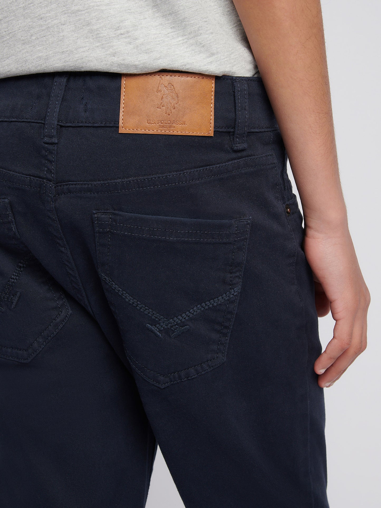 Boys Core 5 Pocket Trouser in Dark Sapphire Navy / Haute Red DHM