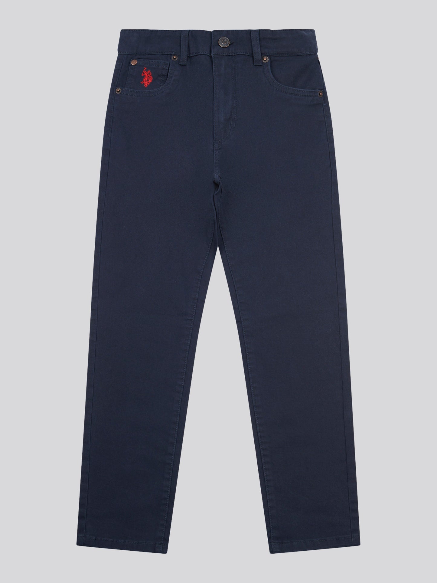 Boys Core 5 Pocket Trouser in Dark Sapphire Navy / Haute Red DHM
