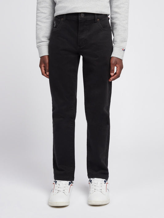 Boys Core 5 Pocket Trouser in Black Bright White DHM