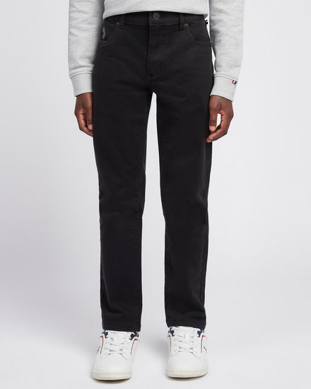 Boys Core 5 Pocket Trouser in Black Bright White DHM