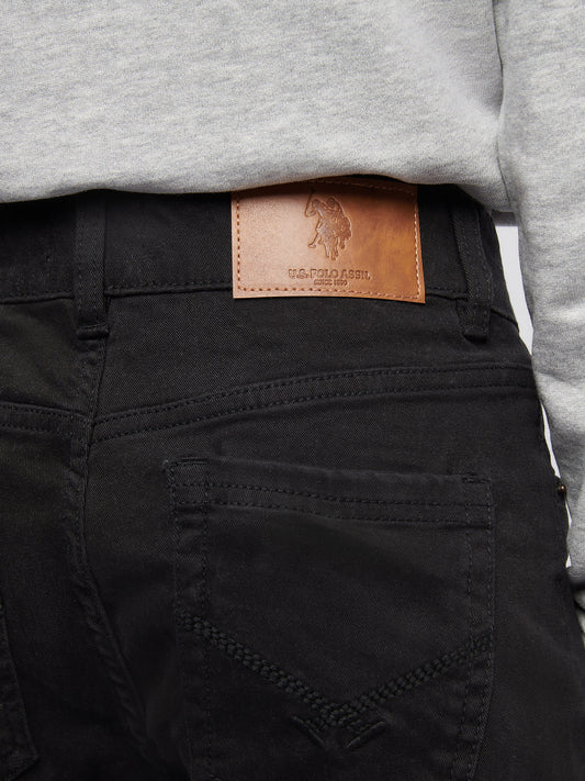 Boys Core 5 Pocket Trouser in Black Bright White DHM