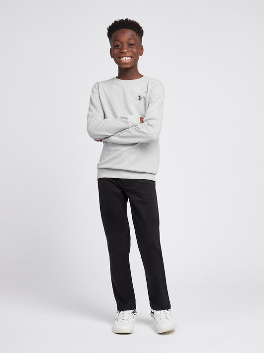 Boys Core 5 Pocket Trouser in Black Bright White DHM