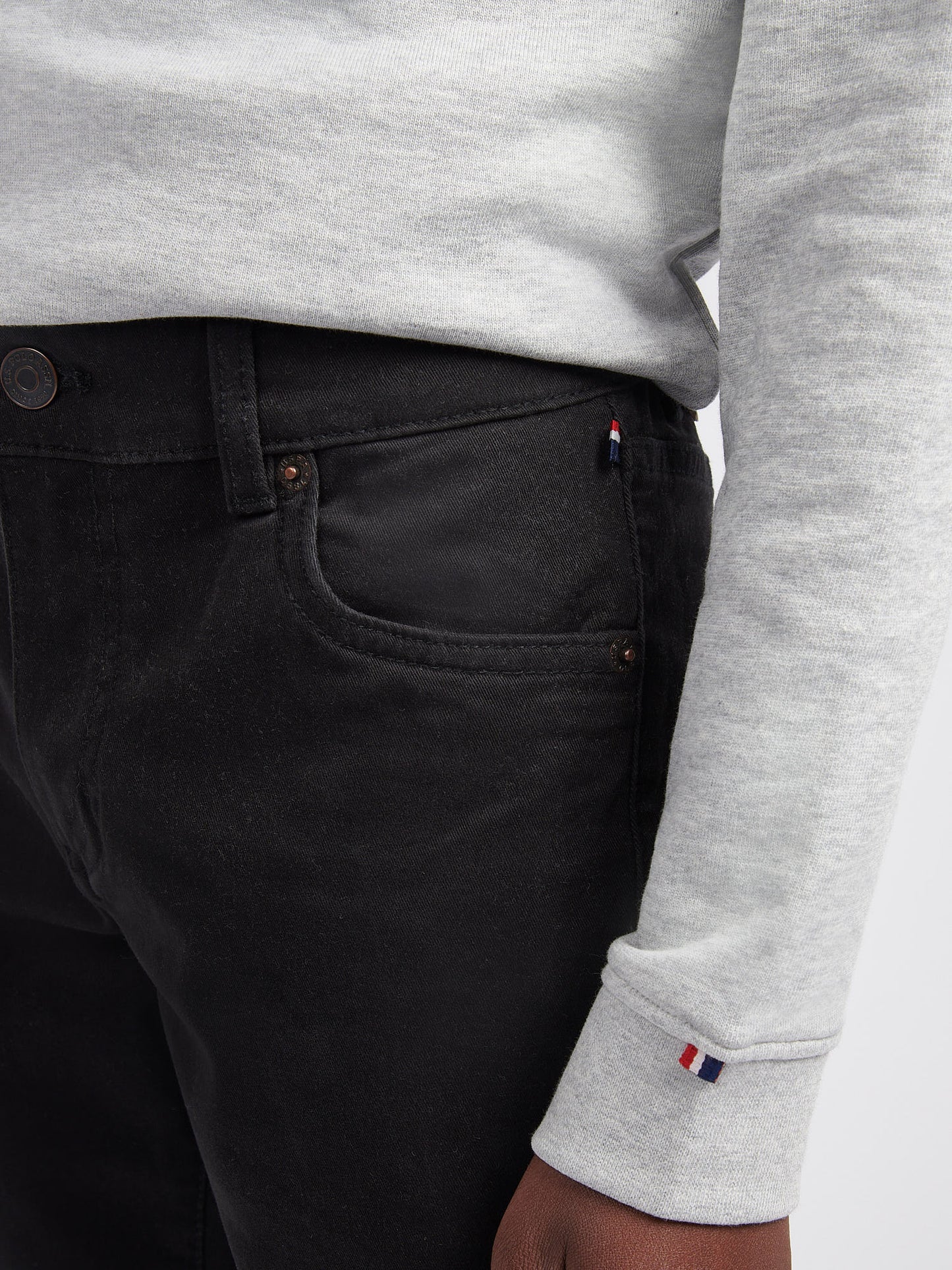 Boys Core 5 Pocket Trouser in Black Bright White DHM