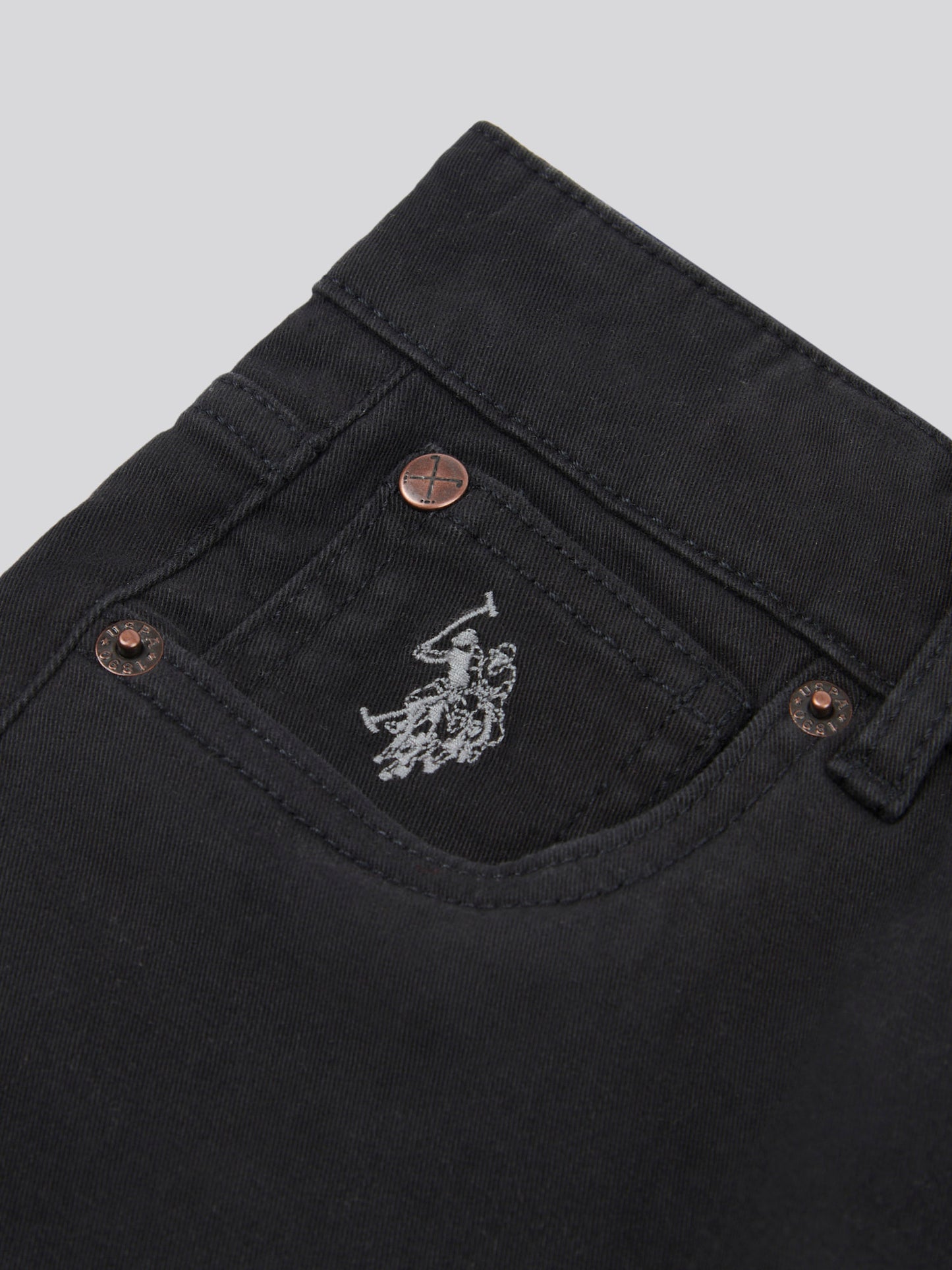 Boys Core 5 Pocket Trouser in Black Bright White DHM
