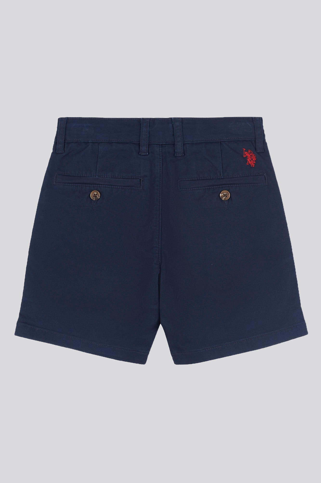 Boys Classic Chino Shorts in Dark Sapphire Navy / Haute Red DHM