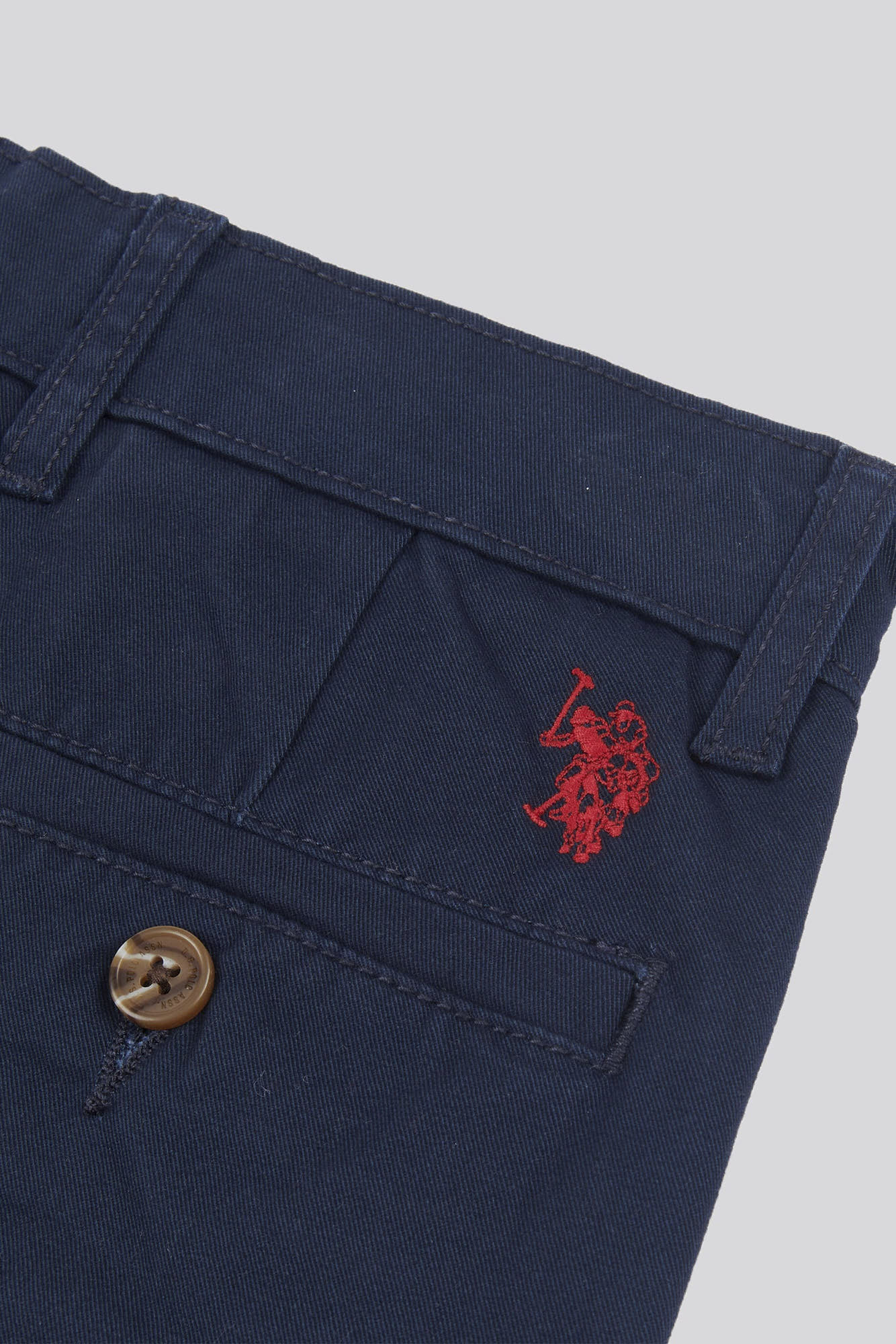 Boys Classic Chino Shorts in Dark Sapphire Navy / Haute Red DHM