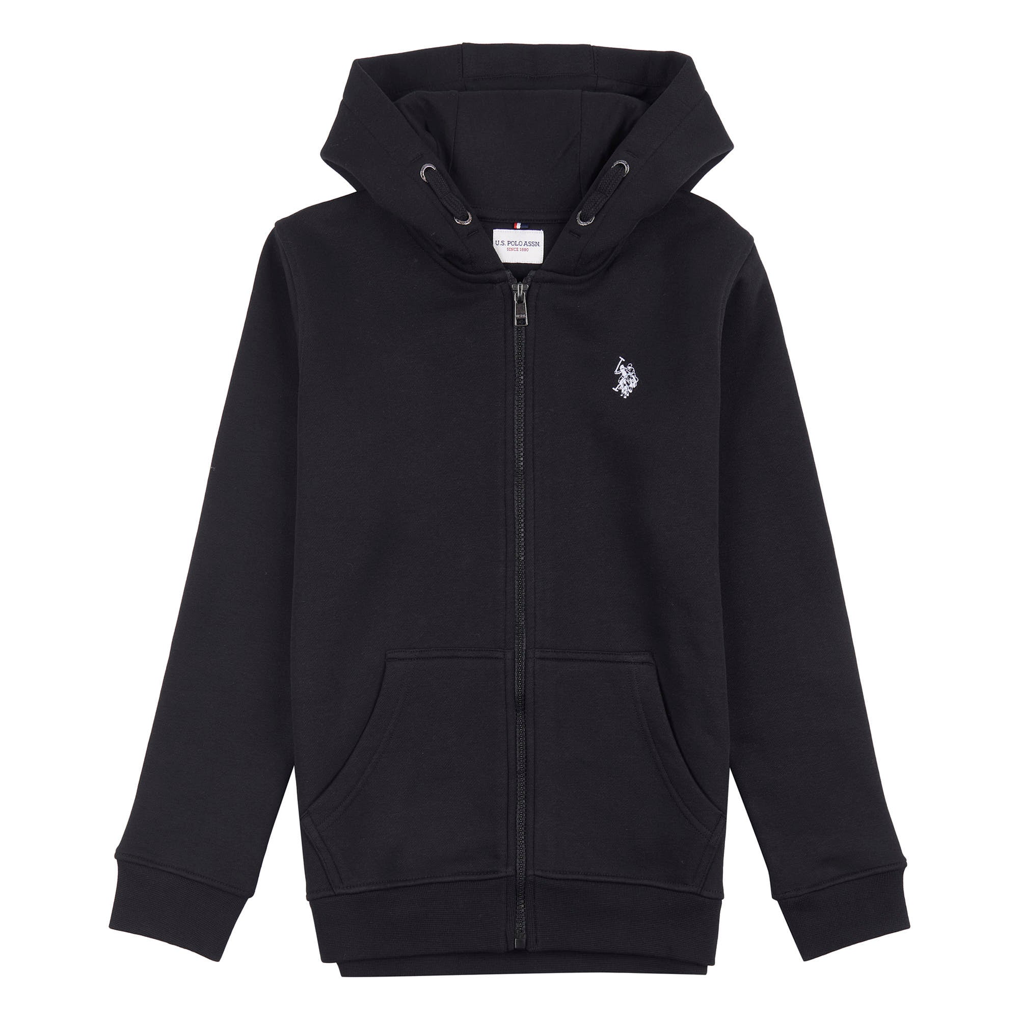 Boys Double Horsemen Zip Hoodie in Black Bright White DHM