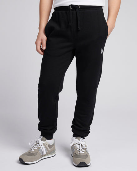 Boys Double Horsemen Jogger in Black Bright White DHM