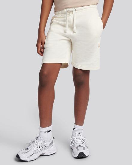 Boys Double Horsemen Sweat Short in Whisper White