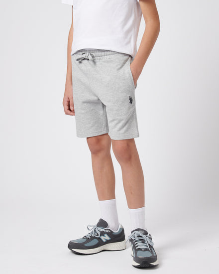 Boys Double Horsemen Sweat Short in Mid Grey Marl