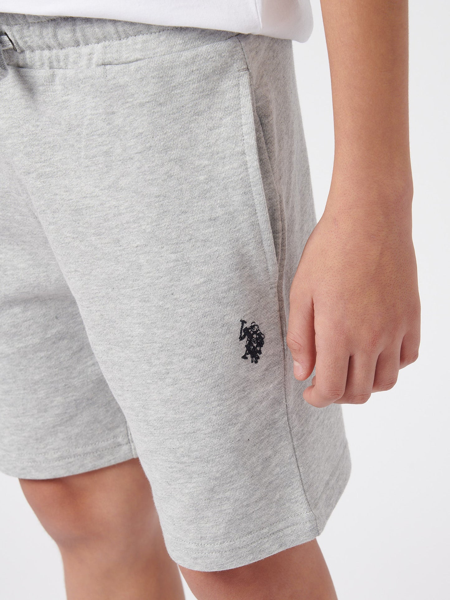 Boys Double Horsemen Sweat Short in Mid Grey Marl