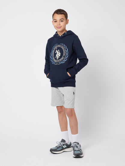 Boys Double Horsemen Sweat Short in Mid Grey Marl