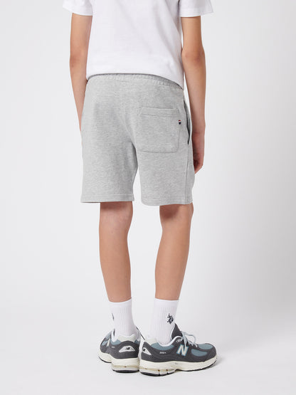 Boys Double Horsemen Sweat Short in Mid Grey Marl