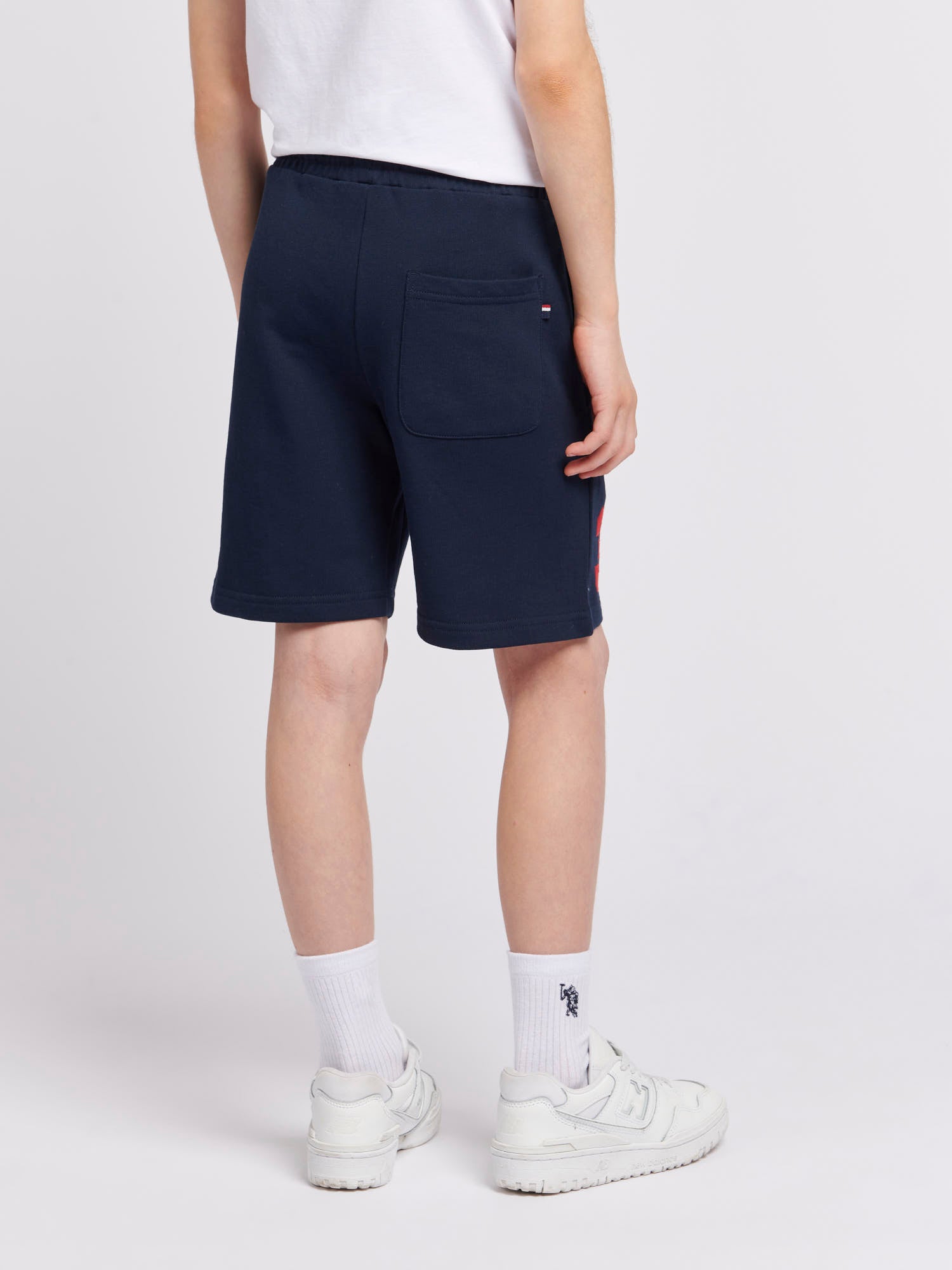 Boys Player 3 Sweat Shorts in Dark Sapphire Navy / Haute Red DHM