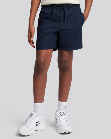 Boys Cotton Linen Deck Short in Dark Sapphire Navy
