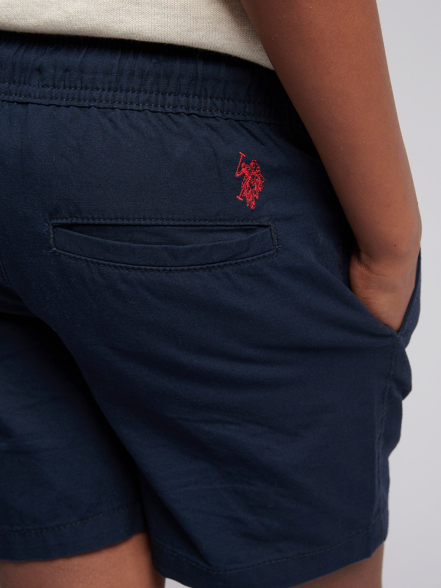 Boys Cotton Linen Deck Short in Dark Sapphire Navy