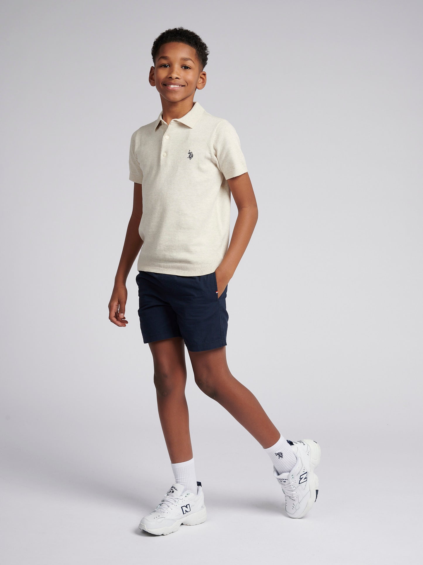 Boys Cotton Linen Deck Short in Dark Sapphire Navy