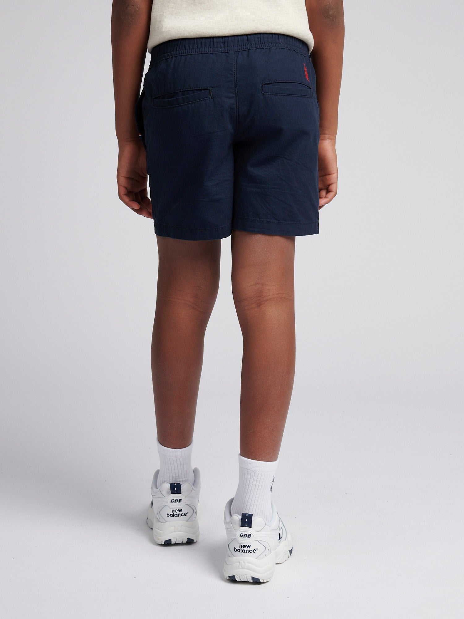 Boys Cotton Linen Deck Short in Dark Sapphire Navy