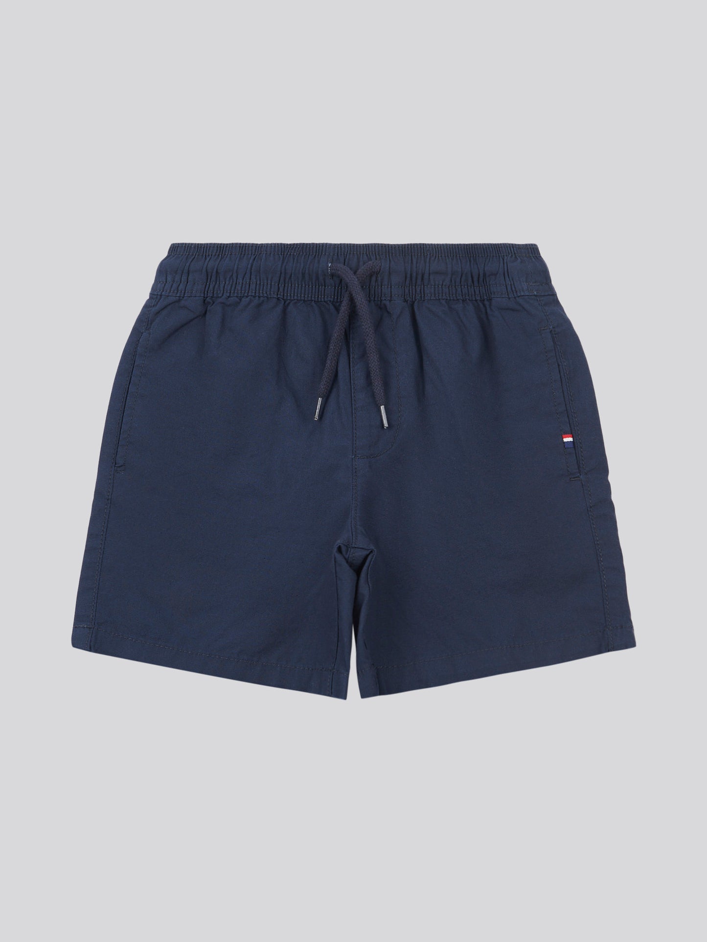 Boys Cotton Linen Deck Short in Dark Sapphire Navy