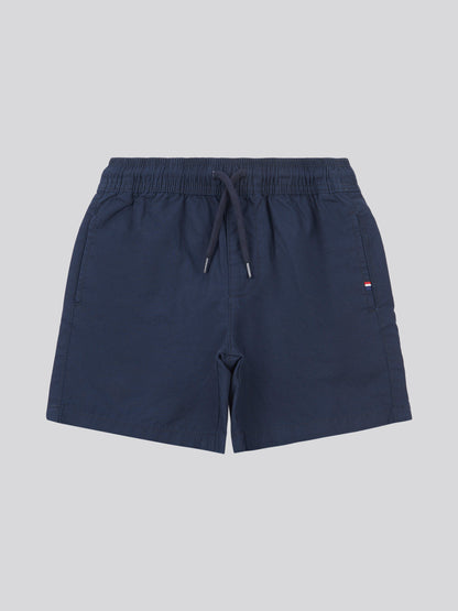 Boys Cotton Linen Deck Short in Dark Sapphire Navy