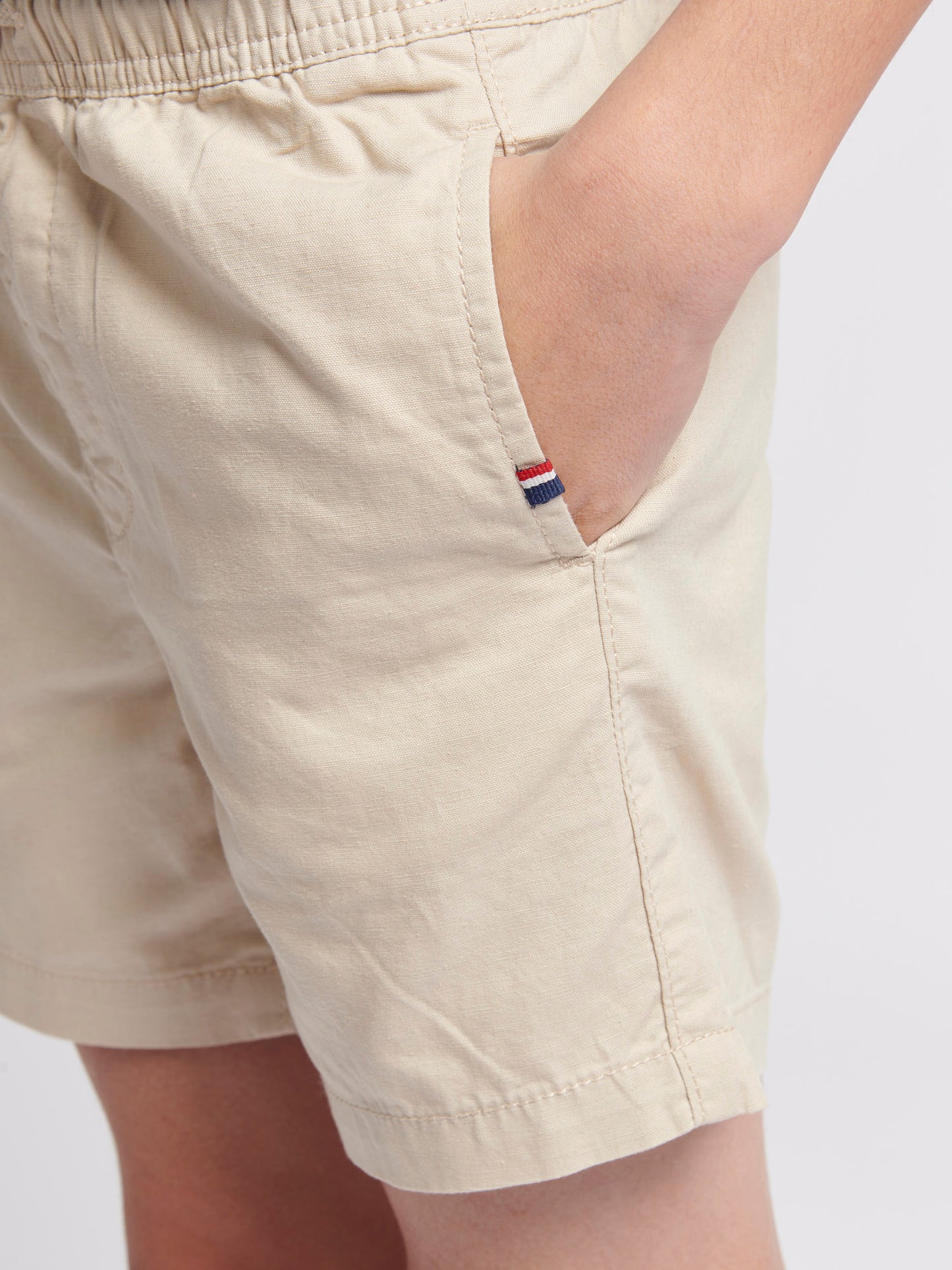 Boys Linen Blend Deck Shorts in French Oak