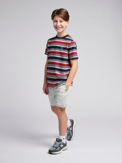 Boys Cotton Linen Deck Short in Northern Droplet