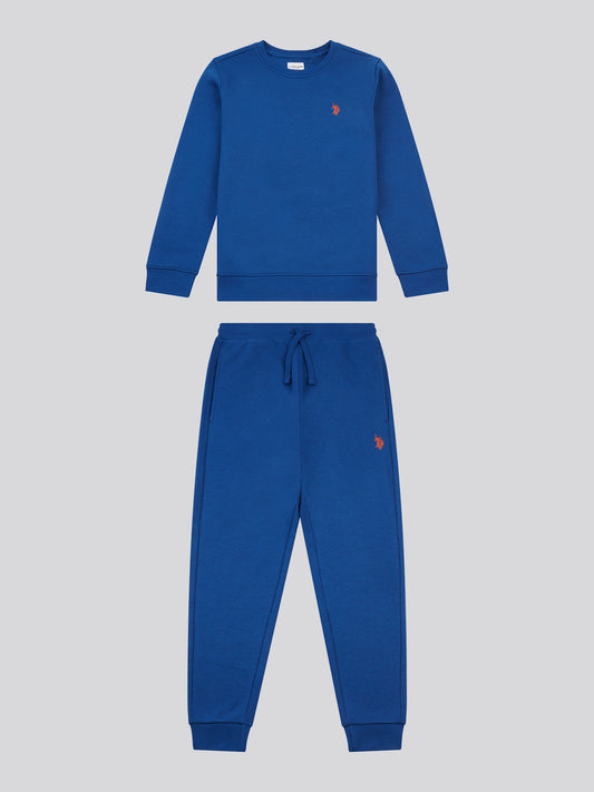 Boys Double Horsemen Crew & Jogger Set in Navy Peony