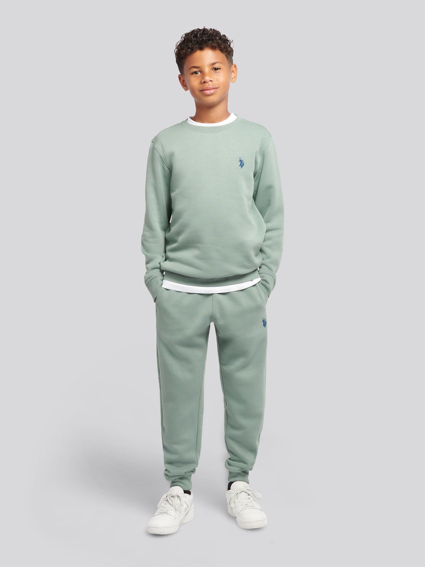 Boys Double Horsemen Crew & Jogger Set in Chinois Green