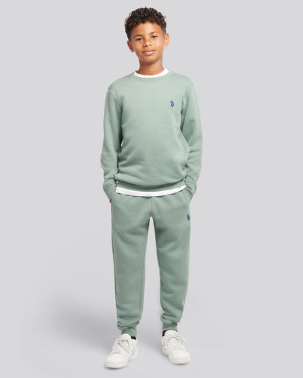 Boys Double Horsemen Crew & Jogger Set in Chinois Green