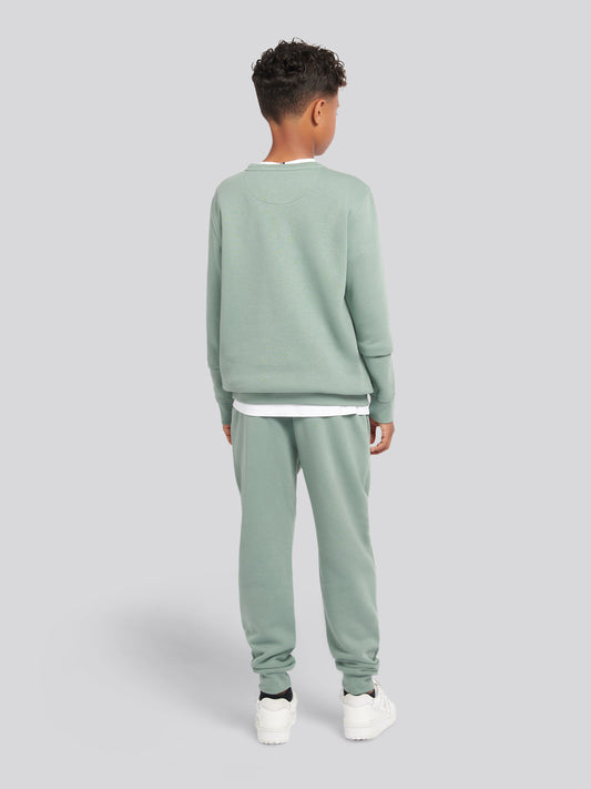 Boys Double Horsemen Crew & Jogger Set in Chinois Green