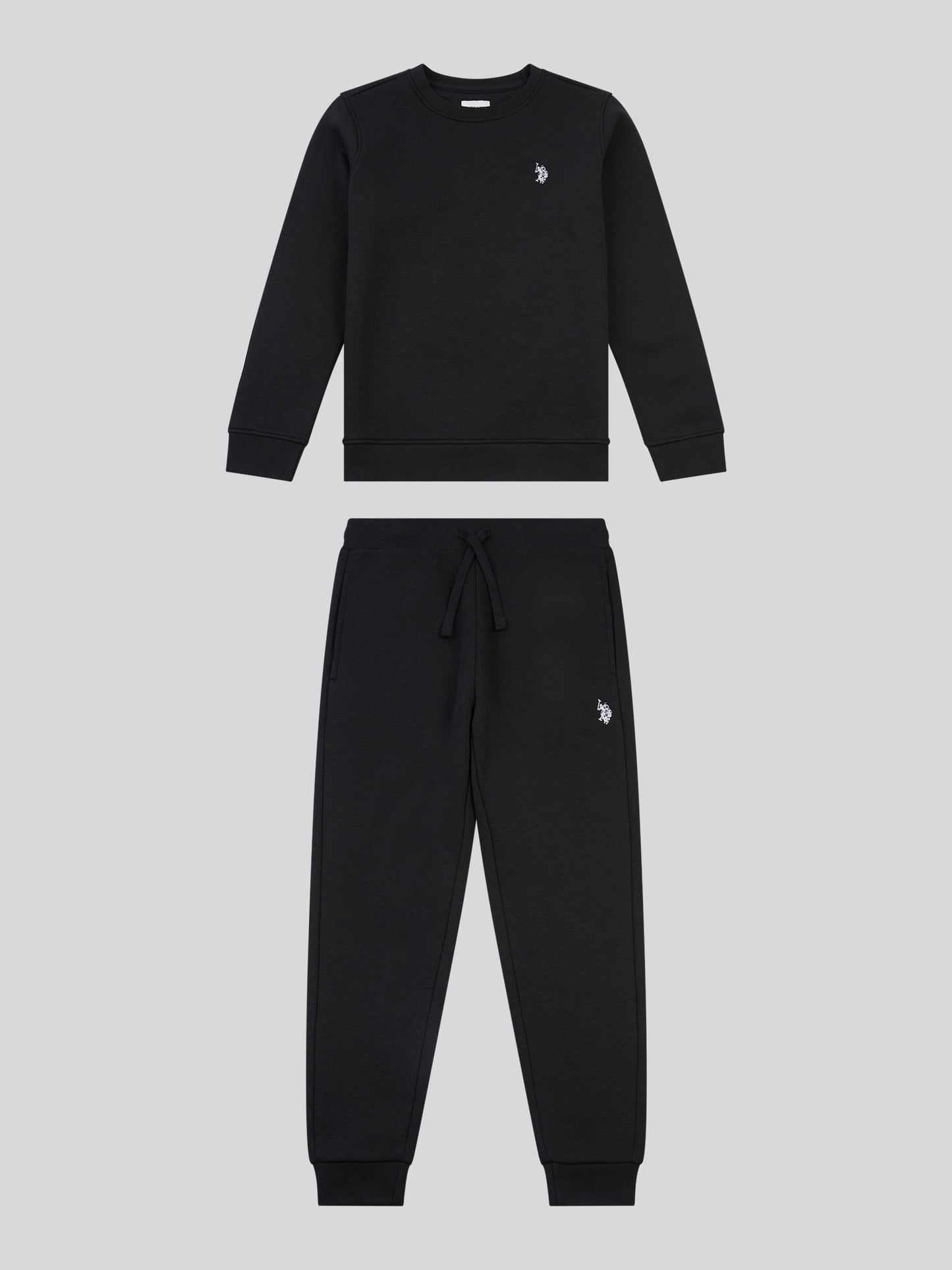 Boys Double Horsemen Crew & Jogger Set in Black Bright White DHM