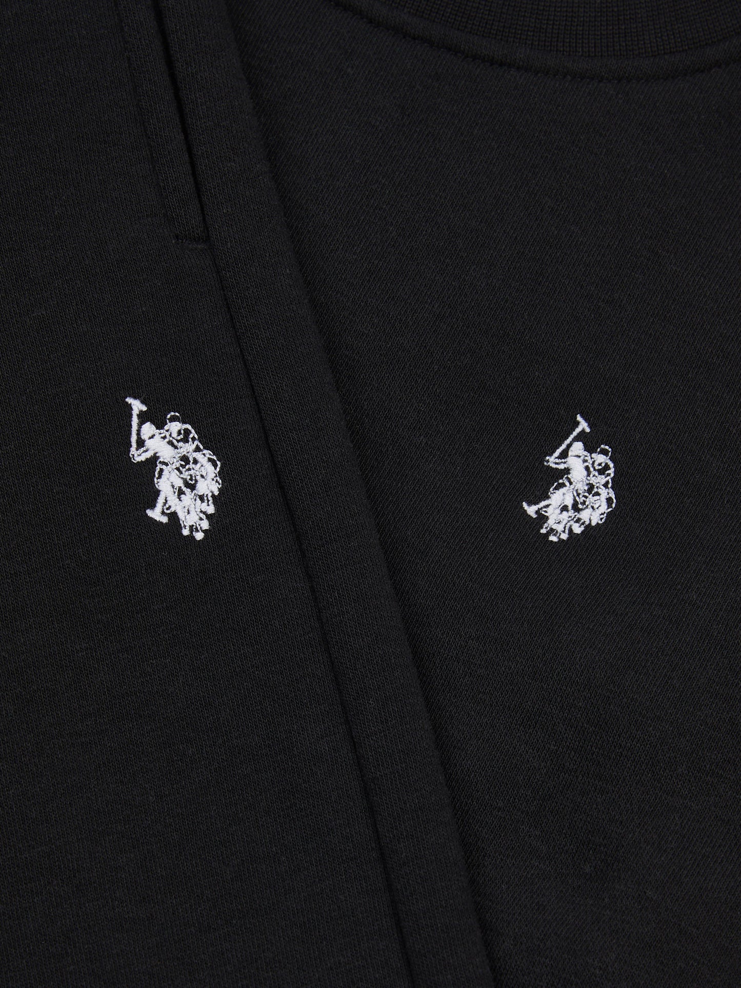 Boys Double Horsemen Crew & Jogger Set in Black Bright White DHM
