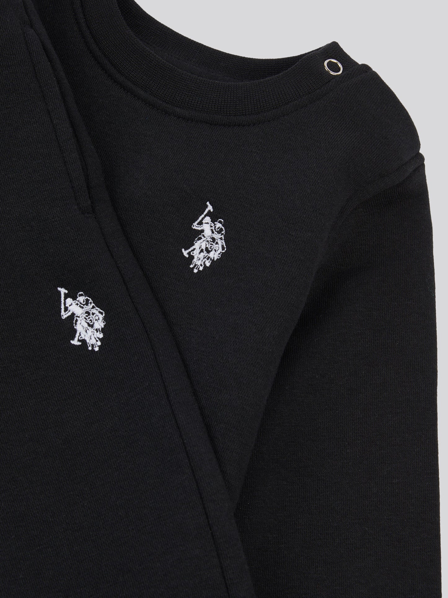 Boys Double Horsemen Crew & Jogger Set in Black Bright White DHM