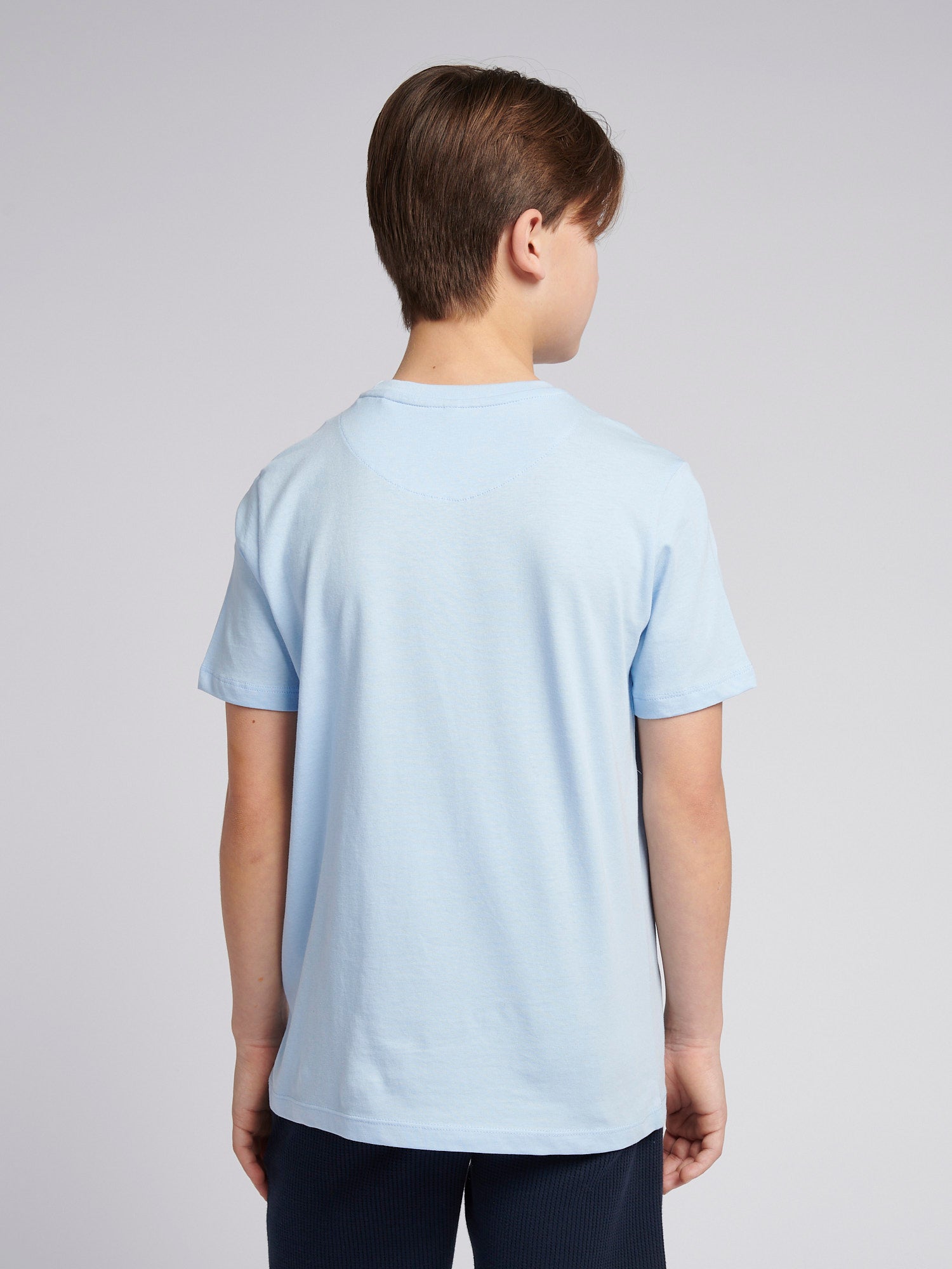 Boys Signature Arch Print T-Shirt in Chambray Blue