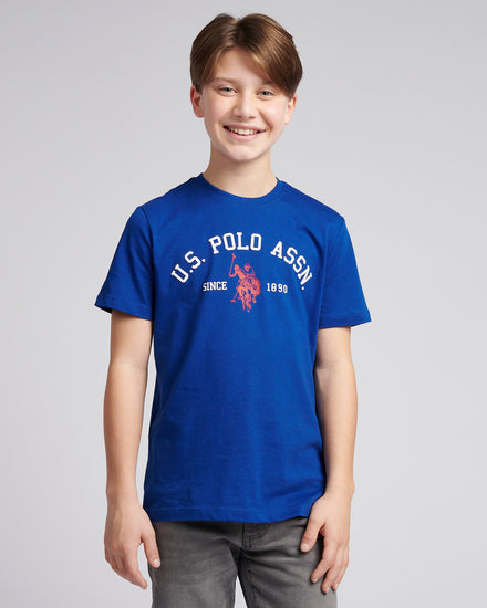 Boys Signature Arch Print T-Shirt in Sodalite Blue