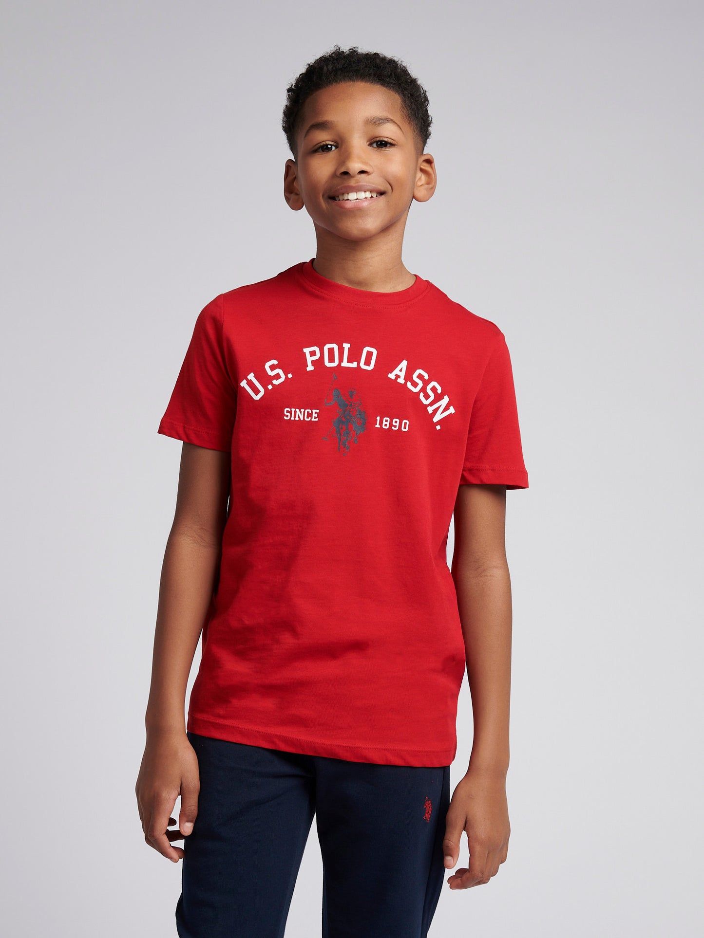 Boys Signature Arch Print T-Shirt in Haute Red