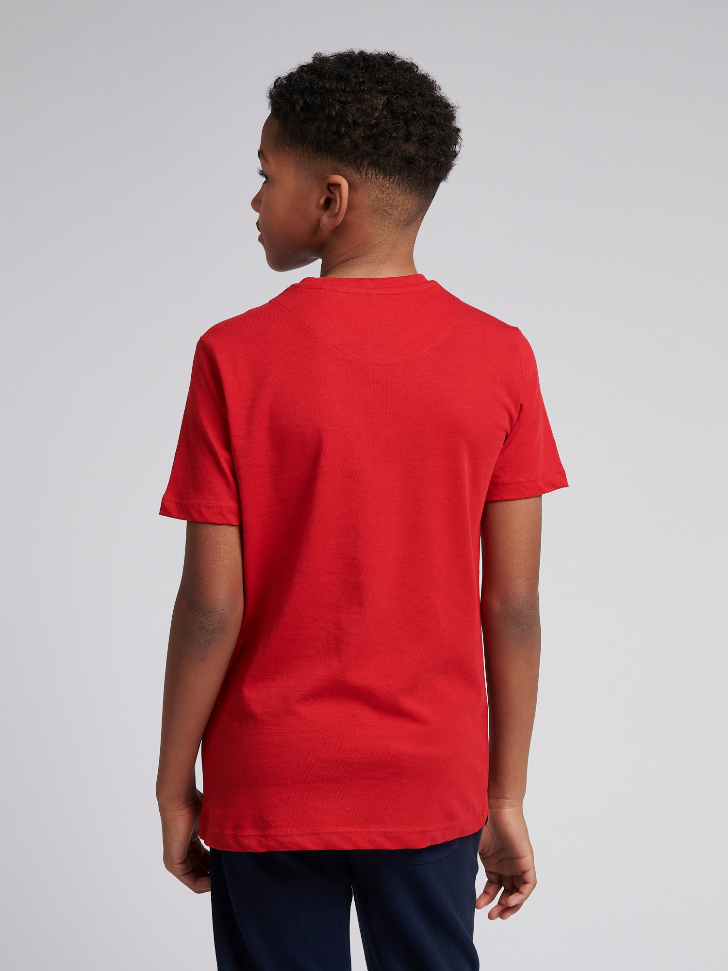 Boys Signature Arch Print T-Shirt in Haute Red