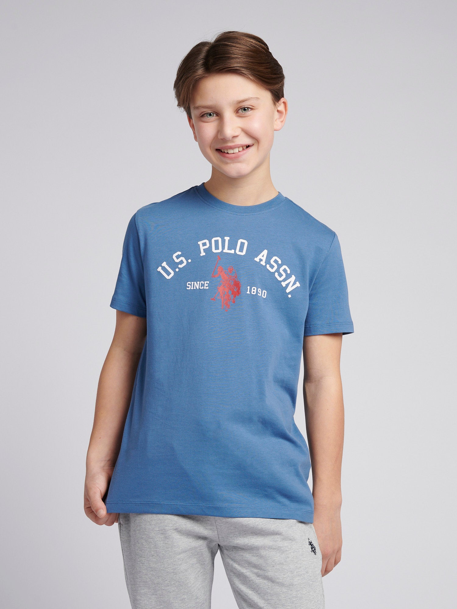 Boys Signature Arch Print T-Shirt in Blue Horizon