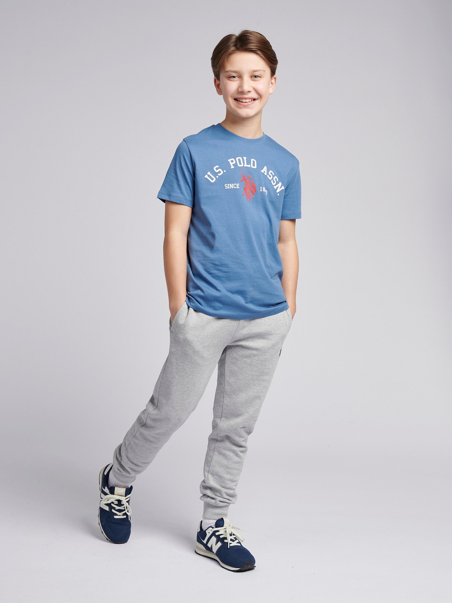 Boys Signature Arch Print T-Shirt in Blue Horizon