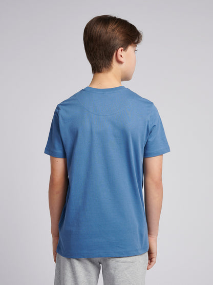 Boys Signature Arch Print T-Shirt in Blue Horizon