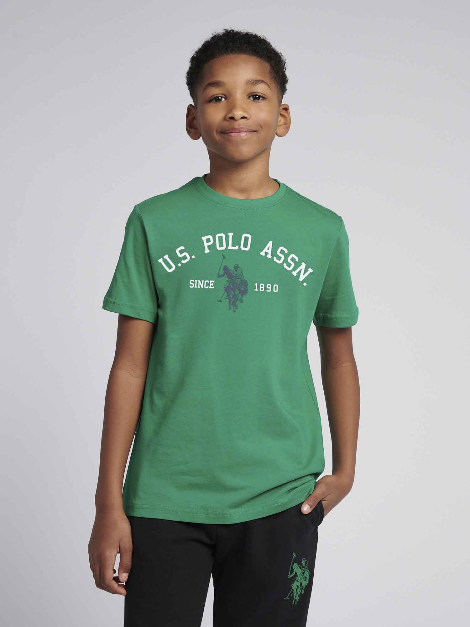 Boys Signature Arch Print T-Shirt in Lush Meadow