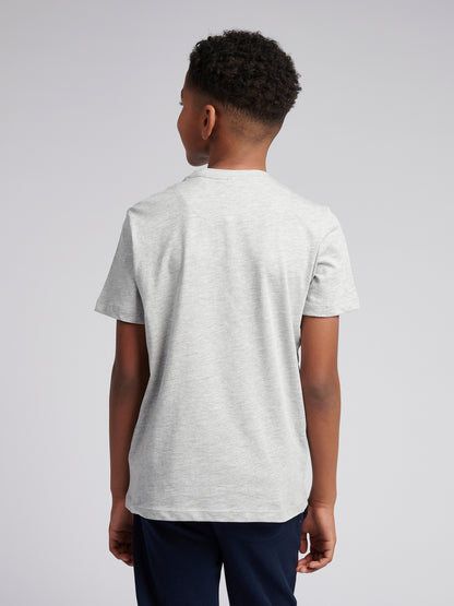 Boys Signature Arch Print T-Shirt in Mid Grey Marl